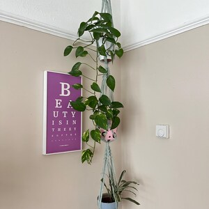 Triple Plant Hanger: Pastel Green Recycled Cotton Macrame, Indoor Decor