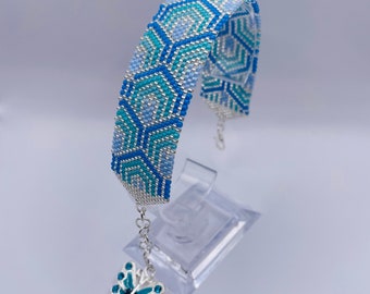 Blue Peyote Stitch Bracelet