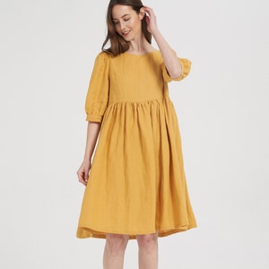 dress in Yellow,Long linen dress, Simple linen dress, Linen dress With Pockets, Customized Linen women dress Summer dress image 7