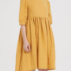 dress in Yellow,Long linen dress, Simple linen dress, Linen dress With Pockets, Customized Linen women dress Summer dress image 5