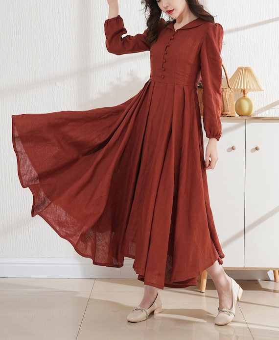 Linen Classy and Elegant Dresslinen Button Down Dress in Etsy