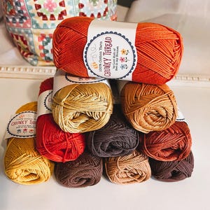 CHUNKY THREAD YARNS by Lori Holt. Variety of Orange, Yellows and Browns. Autumn, Brick,  Pumpkin, Terracotta, Raisin, Steel, so many more...
