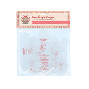 May include: A package of sewing templates labeled "Sew Simple Shapes" with the text "Flower Basket Sampler." The package includes 50 templates. The templates are various shapes and sizes, with some labeled T-30, T-35, T-36, T-37, T-38, T-41, and T-61.