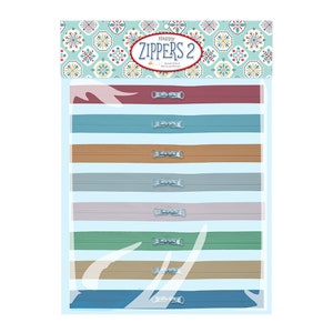 May include: A package of 8 assorted zipper closures in a variety of colors, including red, blue, green, and brown. The package is labeled "Happy Zippers 2".