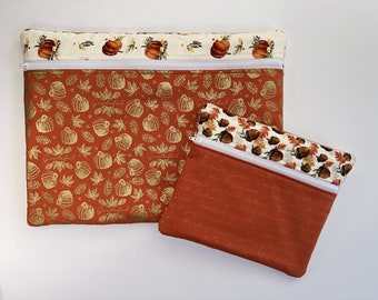 PROJECT BAG Set.  The finished Project Bags from the Shades of Autumn Fabric Collection