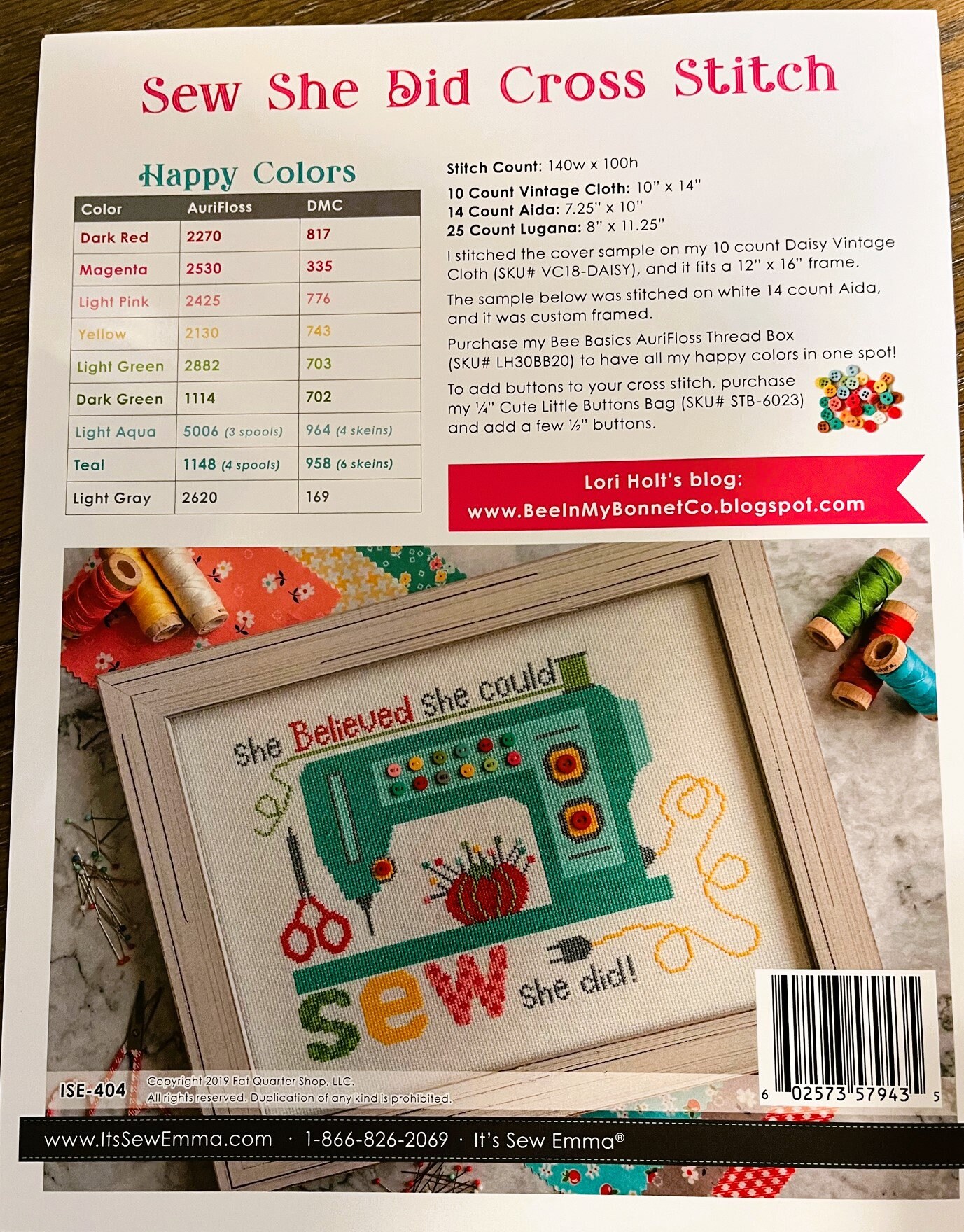 She Believed She Could SEW SHE DID! Cross Stitch Pattern by Lori Holt