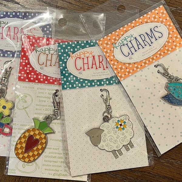 HOME TOWN HAPPY Charms (Set of 4) Bird, Pineapple, Sheep and Teacup by Lori Holt of Bee in My Bonnet for Riley Blake Designs