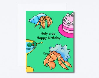 Crab Greeting Card, Love Card, Greeting Card, Cute punny card, Birthday card, Birthday gift, Card, cute card, Asian Card,