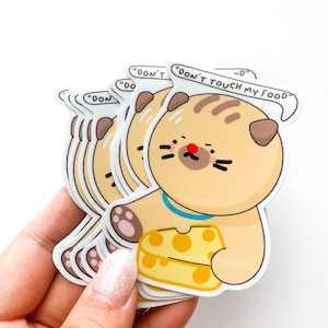 Don't Touch My Food Tabby Katze Sticker, Asiatische Sticker, koreanische Sticker, lustige Sticker, k-drama Sticker, Kpop Sticker, niedliche Sticker, wasserfest