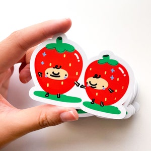 Strawberry Sticker, Asian sticker, Korean sticker, funny sticker, k-drama sticker, Kpop sticker, cute sticker, waterproof