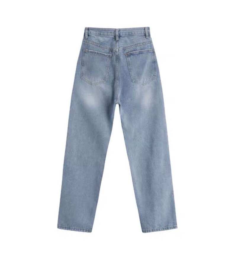 Y2K Baggy Jeans Asymmetric Waistline Straight Cut Leg Jeans for Women Aesthetic High waisted Tapered Denim Jeans 90s Retro Princess Polly