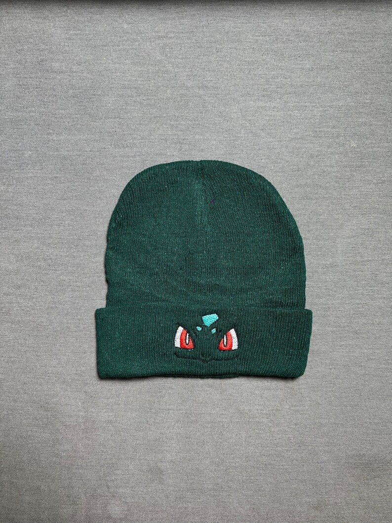 Pokemon Bulbasaur Beanie Handmade Embroidered Winter Hat Cute Anime