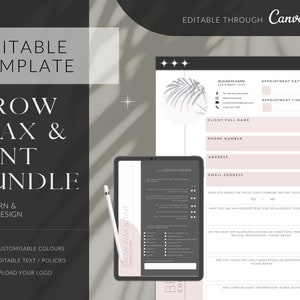 EDITIERBARE Brow Wax und Tönung Beratung Form Bundle, Brow Wax und Tönung Zustimmungsformulare, modernes rosa Design