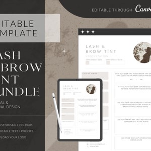 EDITABLE Lash and Brow Tint Consultation Form Bundle, Lash and Brow Tint Consent Forms, Minimal and Neutral Design