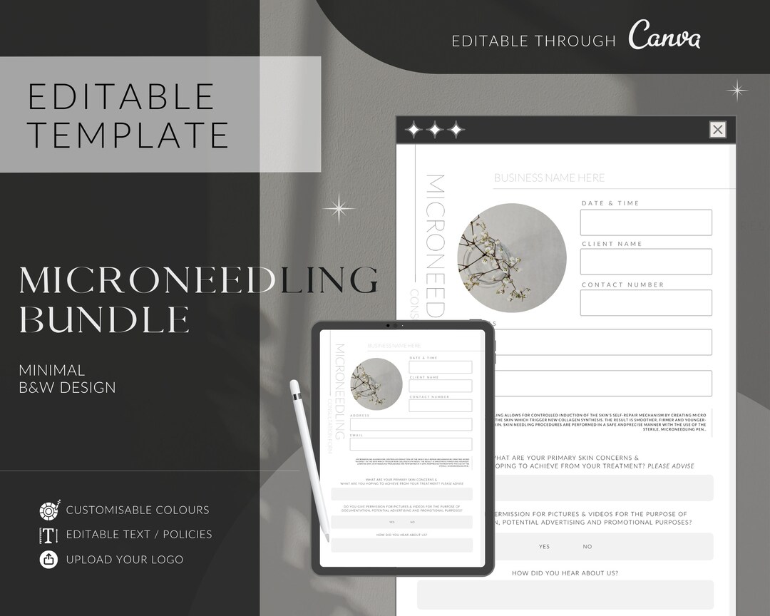 EDITABLE Microneedling Form Bundle, Microneedling Consent Forms ...