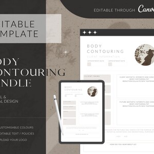 EDITABLE Body Contouring Form Bundle, Body Contouring Consent Forms, Body Contouring Client Information Forms, Minimal & Neutral Design