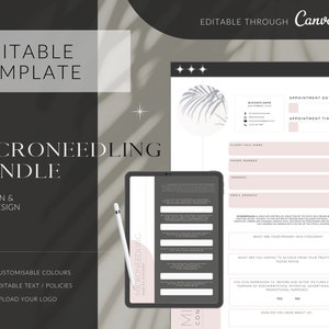 EDITABLE Microneedling Form Bundle, Microneedling Consent Forms, Microneedling Client Information Forms, Modern Pink Design