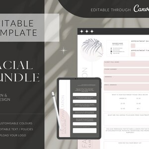 EDITABLE Facial Consultation Form Bundle, Facial Consent Forms, Facial Client Information Forms, Modern Pink Design