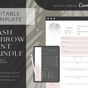 EDITABLE Lash and Brow Tint Consultation Form Bundle, Lash and Brow Tint Consent Forms, Modern Pink Design