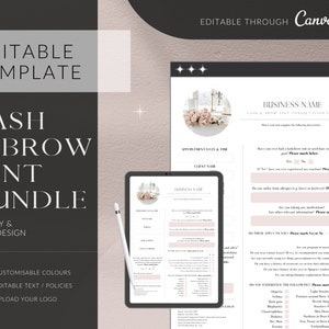 EDITABLE Lash and Brow Tint Consultation Form Bundle, Lash and Brow Tint Consent Forms, Pretty Pink Design