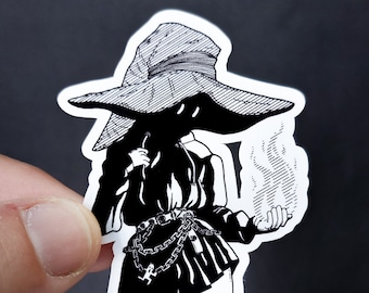 Vinyl Sticker - Cute Black Mage Goth Girl - Vivi Final Fantasy Inspired Sticker - 3 inch Weather Resistant Sticker