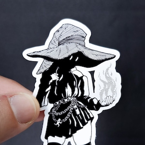 Vinyl Sticker - Cute Black Mage Goth Girl - Vivi Final Fantasy Inspired Sticker - 3 inch Weather Resistant Sticker