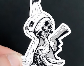 Vinyl Sticker - Mimikyu Anatomy - Horror Pocket Beast Sticker - 3 inch Weather Resistant Sticker