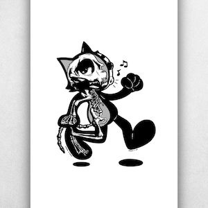 1920s Felix Cartoon Cat Anatomy - 1920s Animation Inspired Inspired Anime Art Print Poster
