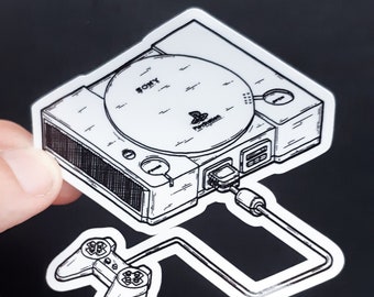 PS1 Console Sticker - Weather Resistant Vinyl Sticker - Retro Gaming Art
