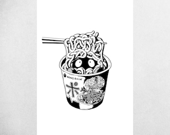 Tangela Ramen Noodle Cup - Horror Food Pocket Beast Art Print Poster