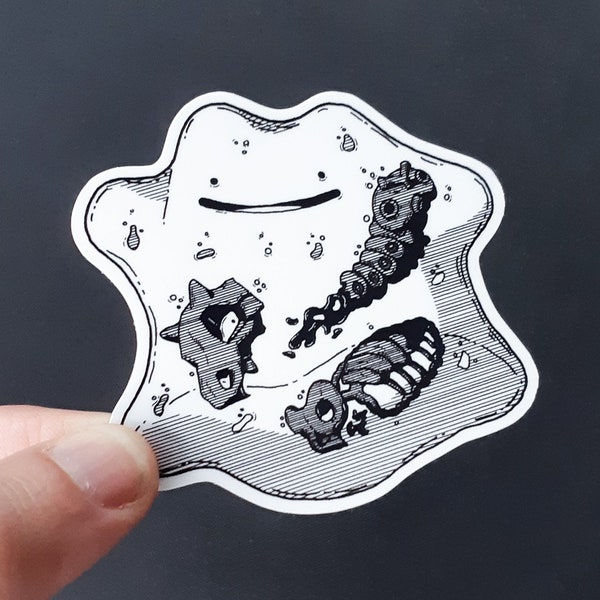 Vinyl Sticker - Ditto Anatomy - Horror Pokemon Inspired Sticker - 3 inch Weather Resistant Sticker