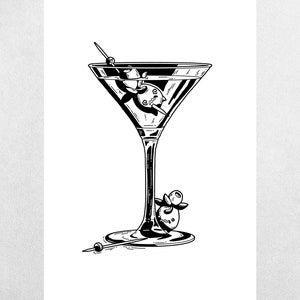 Póster con impresión artística de la bestia de bolsillo de comida de terror con cóctel Smoliv Martini