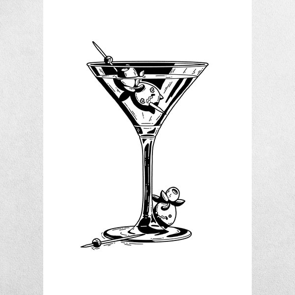 Smoliv Martini Cocktail - Horror Food Pokemon Inspired Art Print Poster