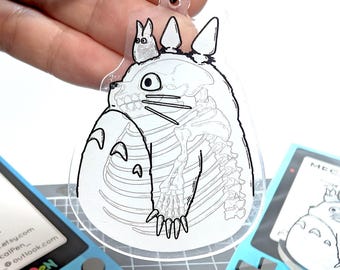 Anime Gray Bear Forest Spirit Xray Anatomy Acrylic Charm - Anime Inspired Keychain