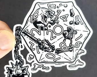 Vinyl Sticker - Gelatinous D20 Dice Cube - 3 inch Weather Resistant Sticker
