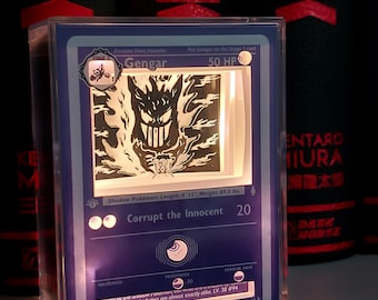 3D Pokemon Card Shadow Box Gengar Shadow of Clefable - Light up Pokemon card diorama