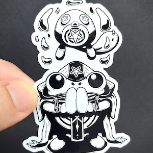 Vinyl Sticker - Poliwhirl Cultist and Possessed Poliwag - Horror Pocket Beast Sticker - 3 inch Weather Resistant Sticker
