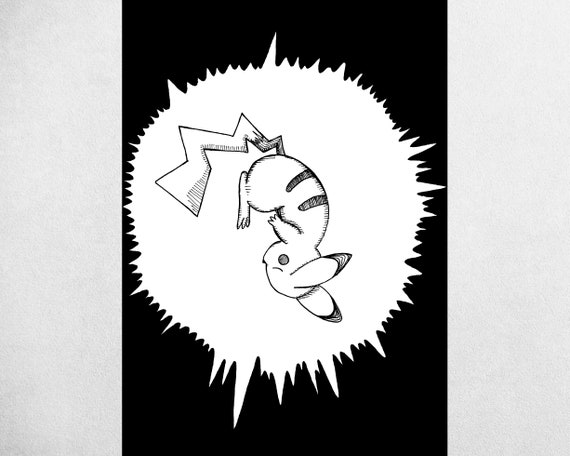 Floating Pikachu Pokemon Inspired Art Print | Etsy