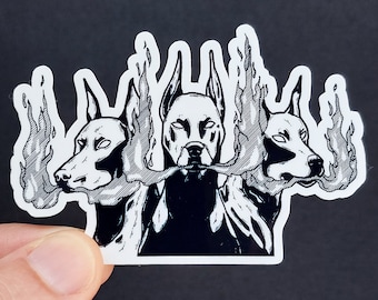 Pegatina de vinilo - Cerberus Hell Hound - Pegatina resistente a la intemperie de 7,6 cm