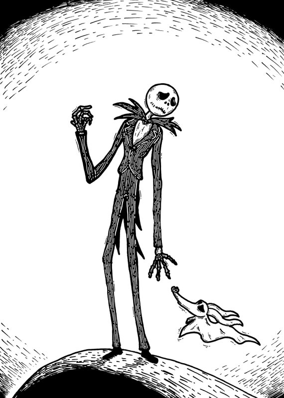 Buy Jack Skellington and Zero Nightmare Before Christmas Inspired Art Print  Potser Online in India 