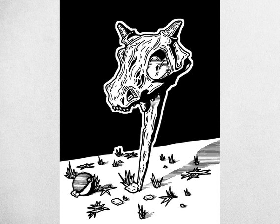 Cubone Pokemon Inspired Art Print Etsy
