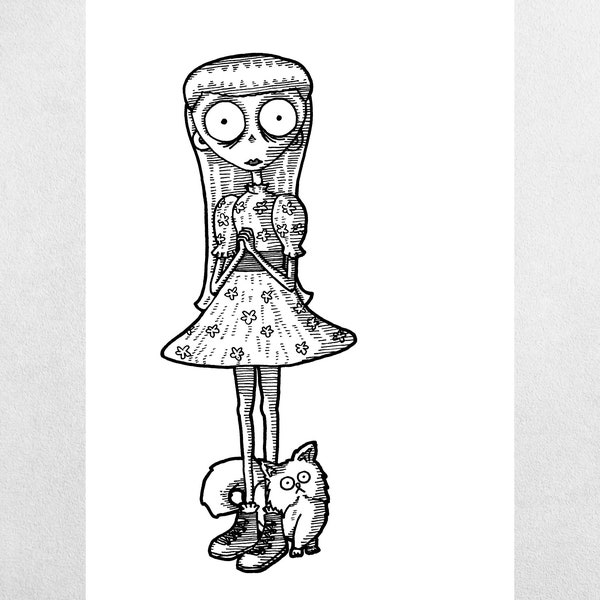 Weird Girl - Frankenweenie - Tim Burton Inspired Art Print Poster