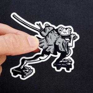 Vinyl Sticker - Samurai Frog - 3 inch Weather Resistant Sticker