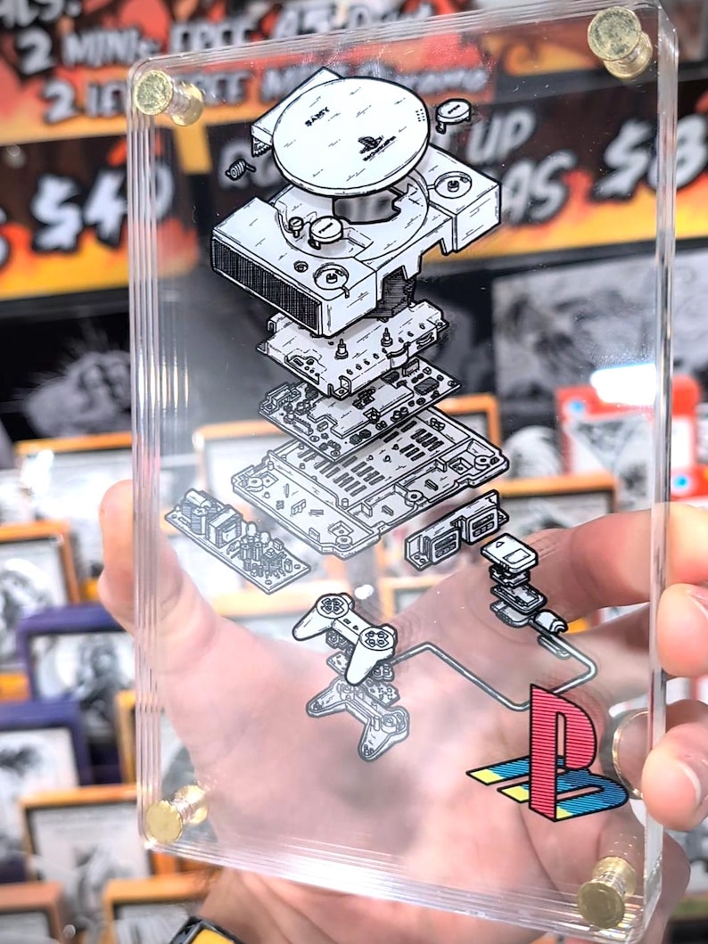 Exploded PS1 3D Diorama - Layered Acrylic Retro Gaming Console Art ...