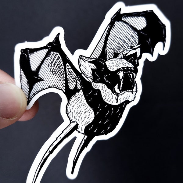 Vinyl Sticker - Realistic Zubat - Horror Pokemon Inspired Sticker - 3 inch Weather Resistant Sticker