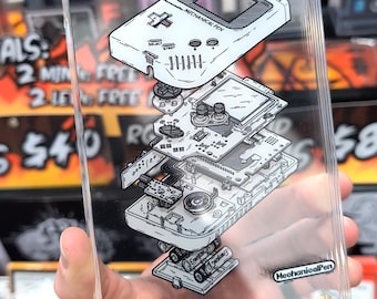 Exploded Gameboy 3D Diorama - Layered Acrylic Retro Gaming Console Art