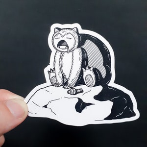 Vinyl Sticker - Snorlax - Horror Pocket Beast Sticker - 3 inch Weather Resistant Sticker