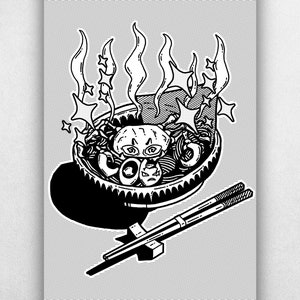 Krabby Oddish Tangela Exeggcute Ramen - Horror Food Pocket Beast Kunstdruck Poster