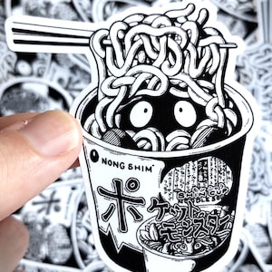 Vinyl Sticker - Tangela Cup Ramen - Horror Pocket Beast Sticker - 3 inch Weather Resistant Matte or Glossy Sticker