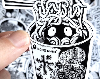 Tangela Cup Ramen - Weather Resistant Vinyl Sticker - Horror Pocket Beast Art